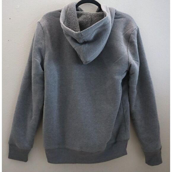 Gap 741051-00 Men's Sz S Gray Heather Sherpa-Lined Arch Logo Full Zip Hoodie - Picture 2 of 10